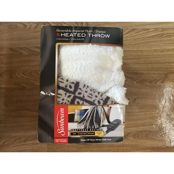 Sunbeam Bedding Sunbeam Heated Throw Imperial Plush Sherpa Brown